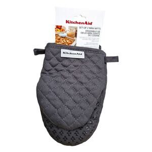 NEW KitchenAid Asteroid Print Mini Oven Mitts in Charcoal Gray (Set of 2)
